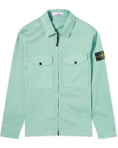 Stone Island Stretch Cotton Double Pocket Shirt Jacket - Green