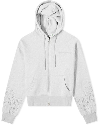 House Of Sunny Odyssey Cropped Zip Hoodie - White