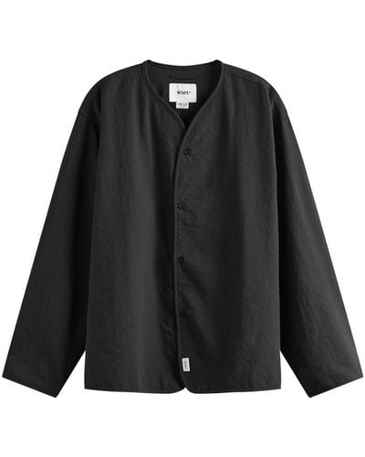 WTAPS 06 Flannel Long Sleeve Baseball Shirt - Black