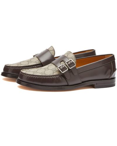 Gucci Mellenial Double Buckle Gg Supreme Loafer - Brown