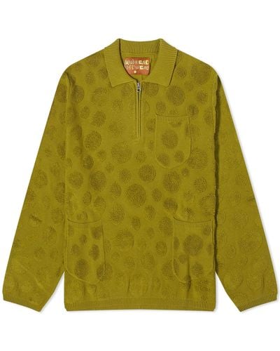 Brain Dead Dot Half Zip Sweater - Green