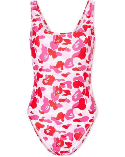 A Bathing Ape Abc Camo Swimsuit - Red