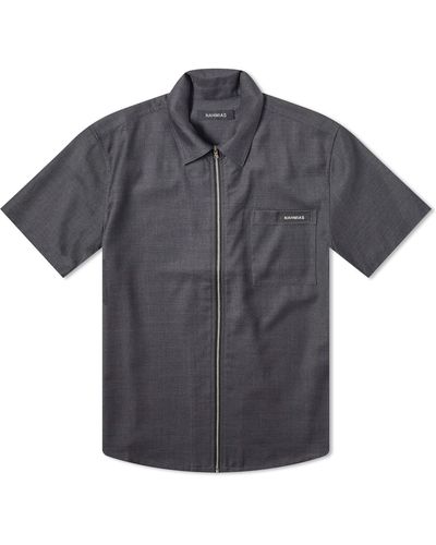 NAHMIAS Short Sleeve Zip Shirt - Grey