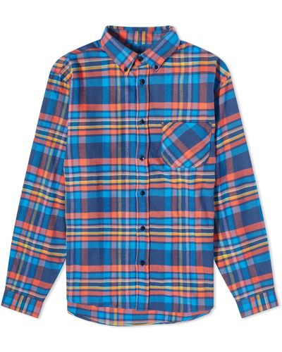 Portuguese Flannel Basti Button Down Check Shirt - Blue