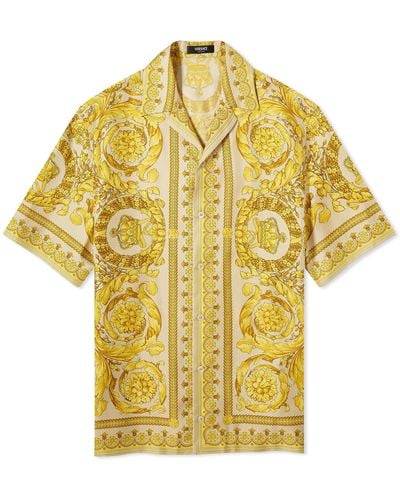 Versace Baroque '92 Silk Vacation Shirt - Yellow