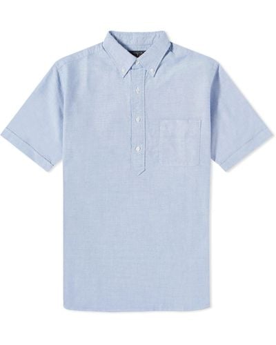Beams Plus Bd Popover Short Sleeve Oxford Shirt - Blue