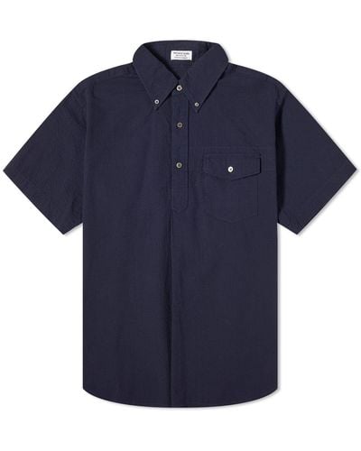 Engineered Garments Popover Button Down Short Sleeve Shirt - Blue