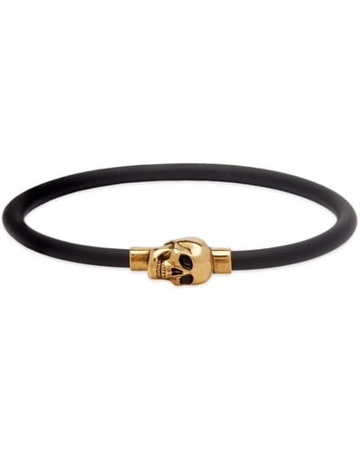 Alexander McQueen Rubber Cord Skull Bracelet - Metallic