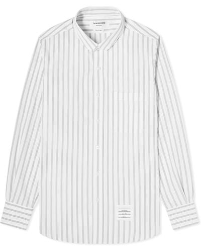 Thom Browne Round Collar Stripe Oxford Shirt - White