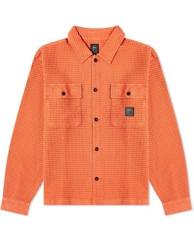 Brain Dead Waffle Button Overshirt - Orange
