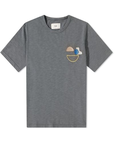 Folk Embroidered T-Shirt - Grey