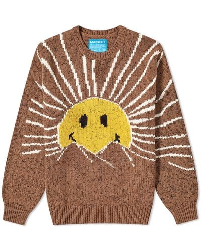 Market Smiley Sunrise Crew Sweater - Brown