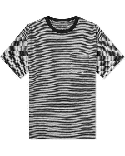 Uniform Experiment Dripping Narrow Border Pocket T-shirt - Gray