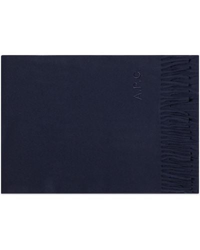 A.P.C. Ambroise Embroidered Logo Scarf Dark - Blue