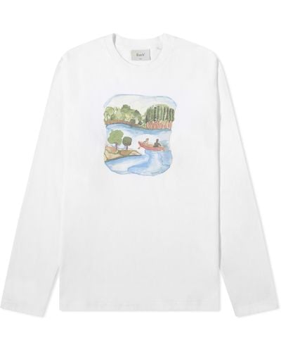 Forét Long Sleeve Canoe T-Shirt - White