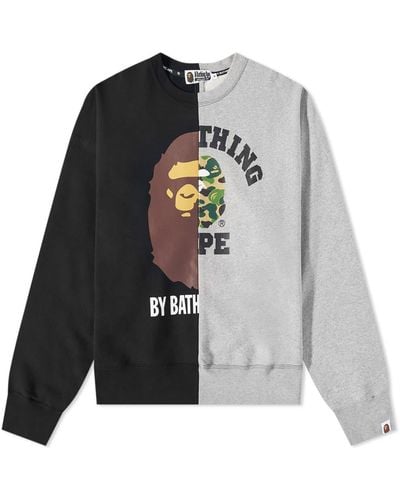 A Bathing Ape College & By Bathing Loose Fit Crew Sweat - Black