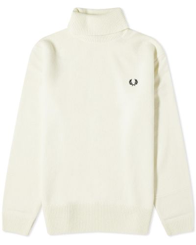 Fred Perry Roll Neck Sweater - White