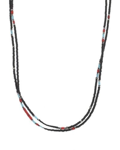 M. Cohen 30" Stacked Mini Bead Necklace - Black