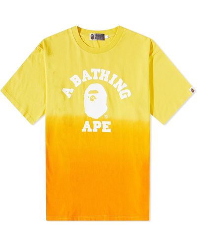 A Bathing Ape University Gradation Dyed T-Shirt - Yellow