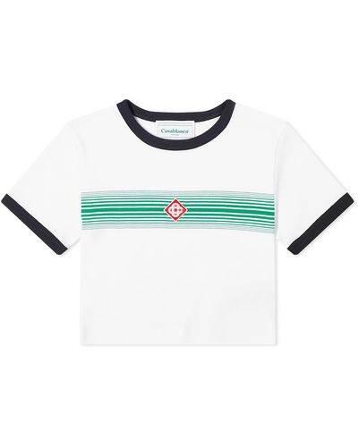 Casablancabrand Logo Stripe Ringer T-Shirt - Blue