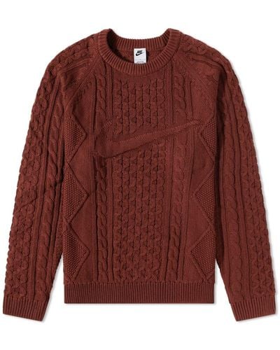Nike Life Cable Knit Jumper - Red
