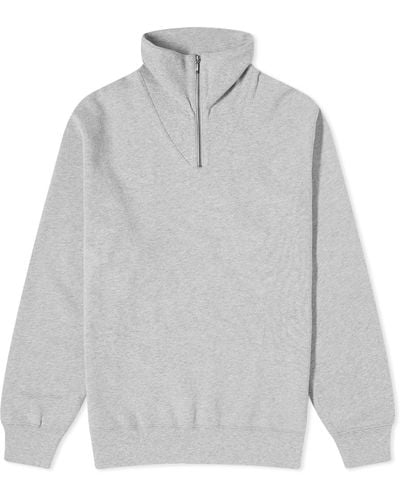 Beams Plus Half Zip Sweatshirt - Gray