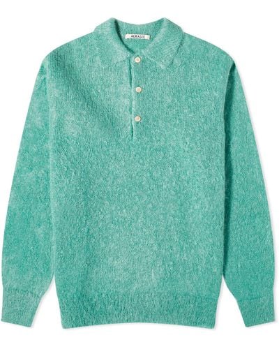 AURALEE Mohair Knit Polo Shirt - Green