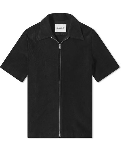 Jil Sander Jil Sander Plus Fine Cord Zip Short Sleeve Shirt - Black