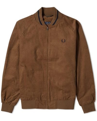 Fred Perry Waffle Cord Tennis Bomber Jacket - Brown