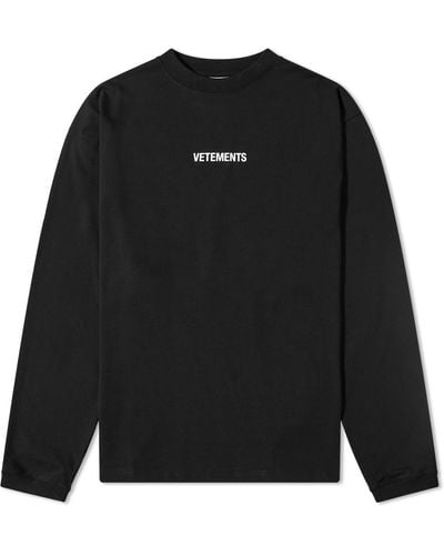 Vetements Long Sleeve Logo Label T-shirt - Black