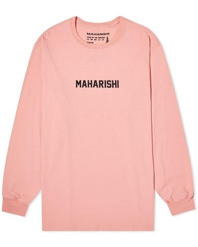 Maharishi Long Sleeve Woodblock Dragon T-Shirt - Pink