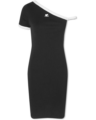 Courreges Asymetic Contrast Dress - Black