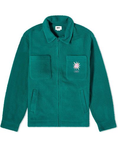 Obey Canal Polar Fleece Shirt Jacket - Green