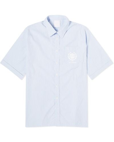 Givenchy Crest Logo Stripe Short Sleeve Shirt - Blue