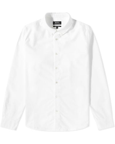 A.P.C. Greg Logo Button Down Oxford Shirt - White