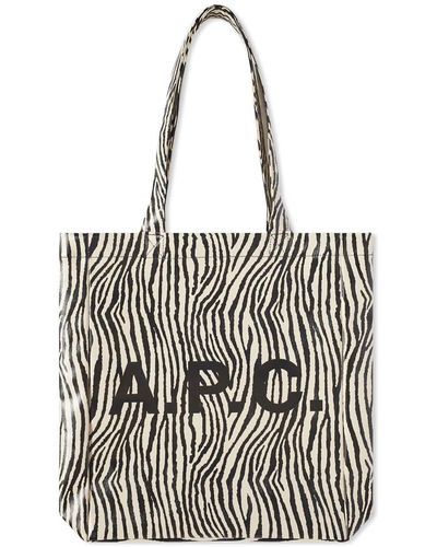 A.P.C. Lou Zebra Print Logo Tote - Multicolor