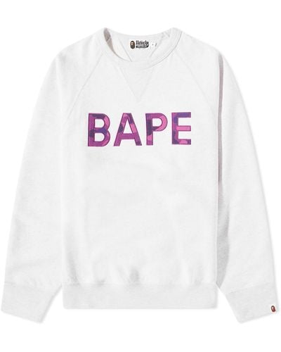 A Bathing Ape Bape Patch Relaxed Fit Crewneck - White