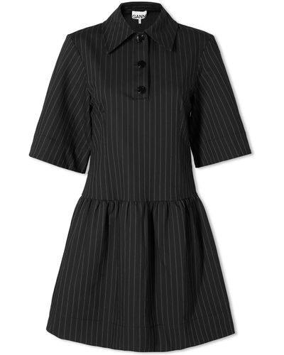 Ganni Stretch Stripe Mini Dress - Black
