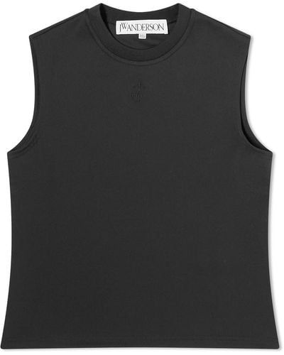 JW Anderson Anchor Embroidery Tank Top - Black