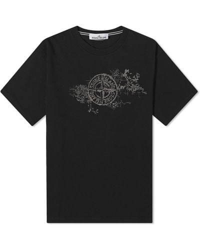 Stone Island Camo Three Badge Print T-Shirt - Black