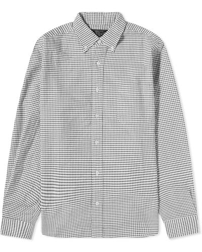 Beams Plus Button Down Gingham Oxford Shirt - Grey