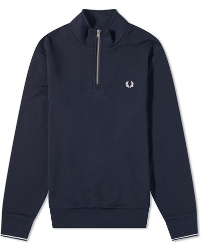 Fred Perry Quarter Zip Sweat - Blue