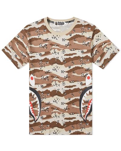 A Bathing Ape Desert Camo Side Shark T-shirt - Natural