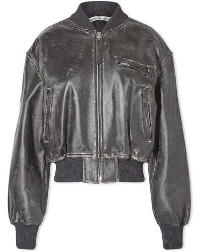 Acne Studios New Lomber Leather Jacket - Gray