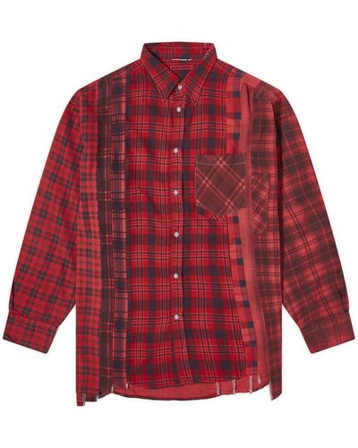 Needles 7 Cuts Over Dyed Wide Flannel Shirt - Red