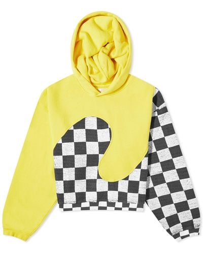 ERL Checkerboard Swirl Popover Hoodie - Yellow