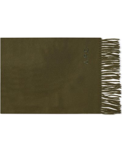 A.P.C. Ambroise Embroidered Logo Scarf - Green