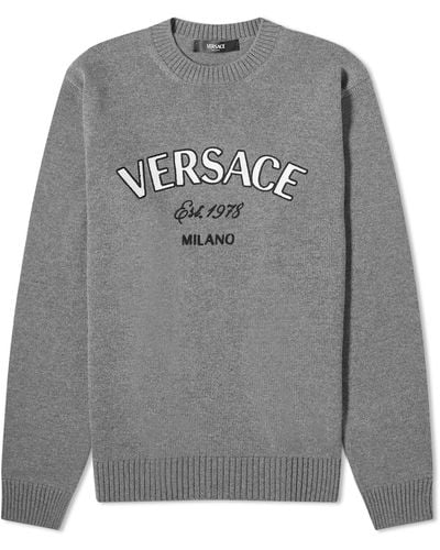 Versace Milano Embroidered Knit - Grey