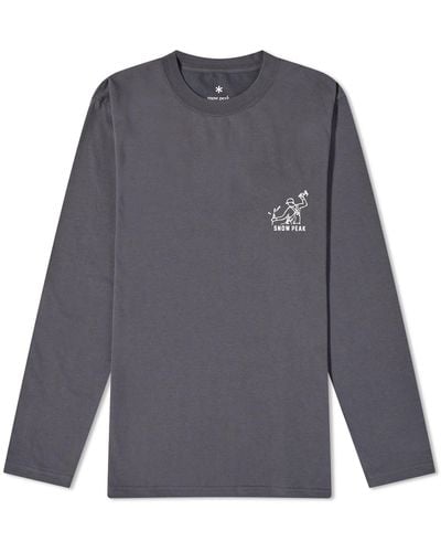 Snow Peak Long Sleeve Foam Print T-Shirt - Gray