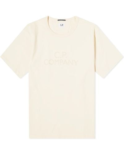 C.P. Company 30/2 Mercerized Jersey Twisted Logo T-Shirt - Natural